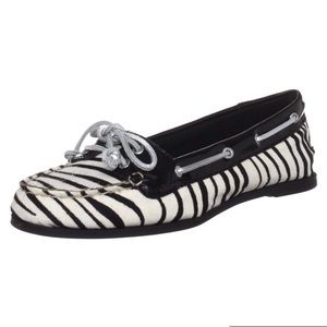 Sperry Black and White Zebra Print Loafers